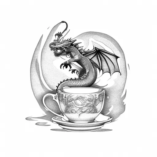 Dragon Curled Around A Teacup