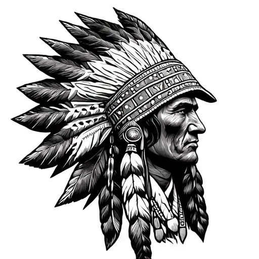 Indian Headdress With Deputy Sheriff