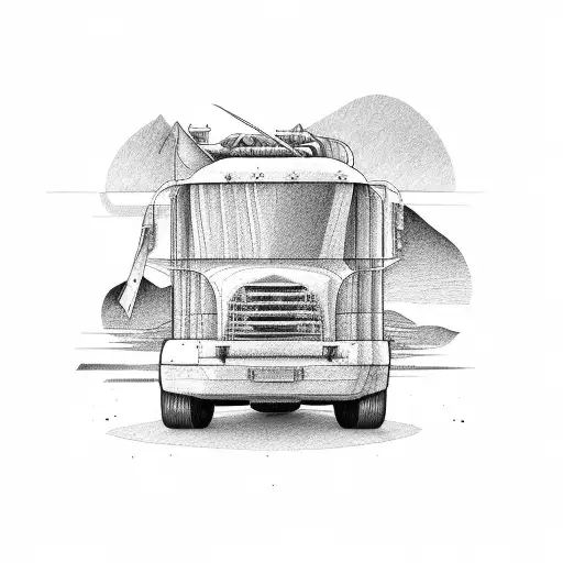 Rv Truck Parked In Edge Of Mountain