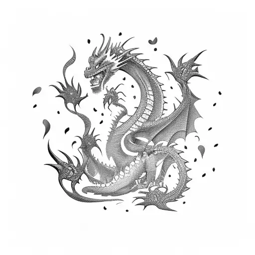 Dancing Sexy Girl With Cards And Dragon And Fire