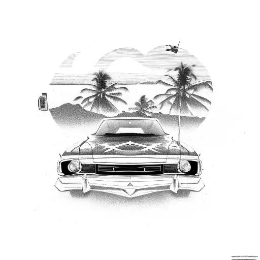 Gran Torino Car With Surfboard