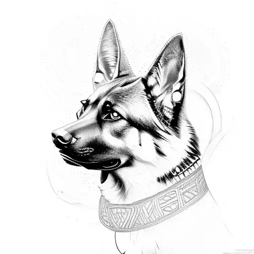 German Shepherd With Polynesian Design