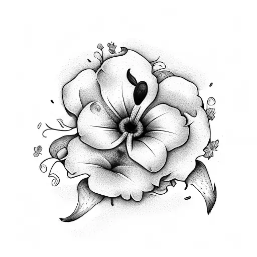 Coffee Cup And Morning Glory Flowers