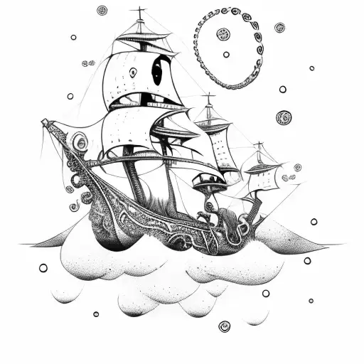 Pirate Ship With Octopus Under