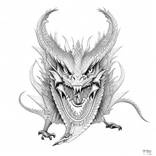 Dragon Black And White On The Sleeve