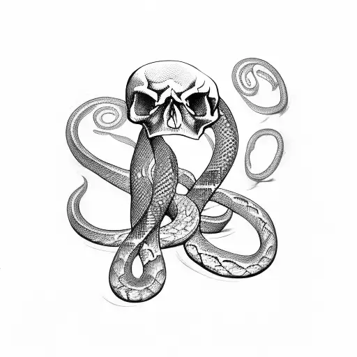 Snake With Skull Beside It