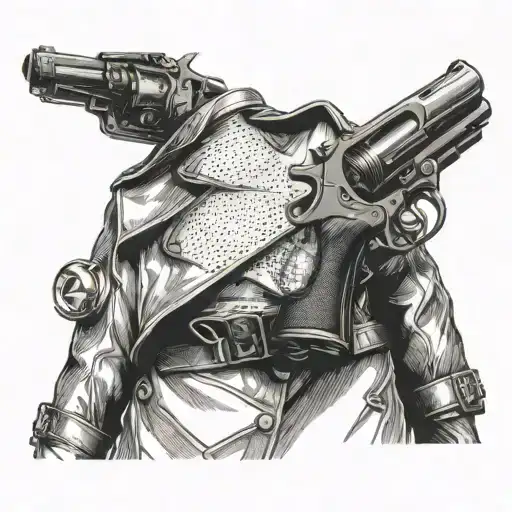 Sleek And Stylized Detective's Trench Coat With A Small Derringer Gun Peeking Out