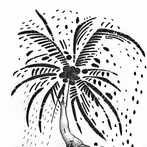 Small Kid Feeling Depressed Under Coconut Tree In A Beach