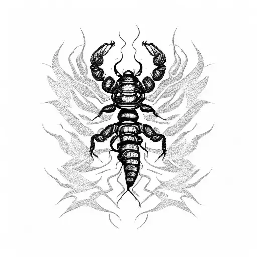 Dancing Flames With A Scorpion Silhouette