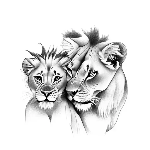 Lioness And Baby Lion