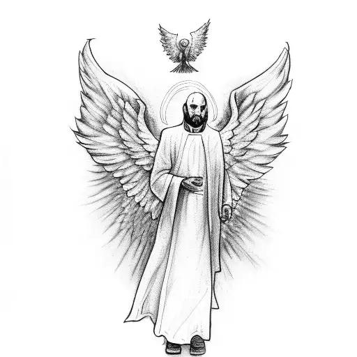 A Priest Holding A Book With Fallen Angel Wings