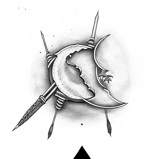Half Moon With A Spear In Between