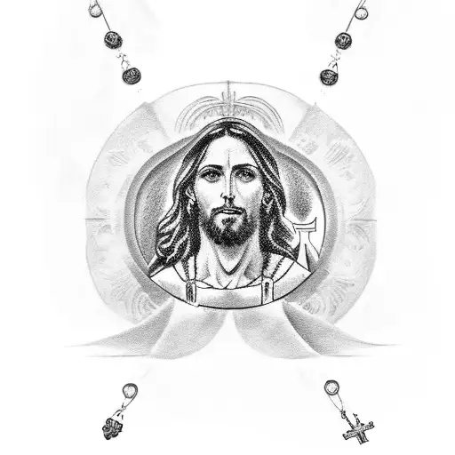 Jesus With Rosary And Famiglia