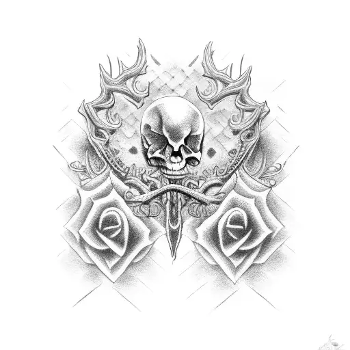 Two Bones Crossed Gothic Style