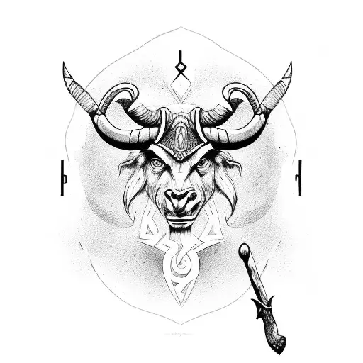 Aries With An Ax In Viking Style