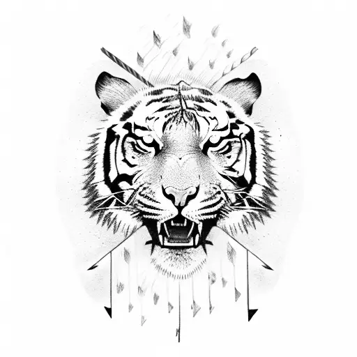 A Fierce Tiger Playing The Drums With Lightning Bolts As Drumsticks