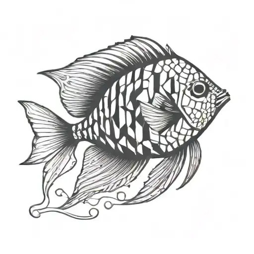 A Geometric Pattern Inspired By The Shapes And Colors Of Tropical Fish Found In Aquariums