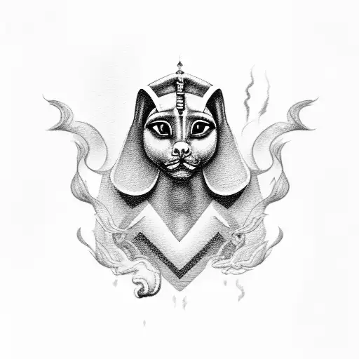 Sphinx With Smoke And Fire