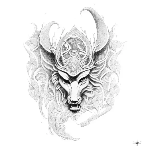 A Detailed And Intricate Tattoo Of A Greek Mythological Creature Blending Into A Forest Scene