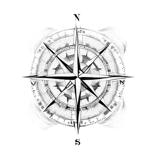 Compass With Treasure Map And Coordinates Of Kiel
