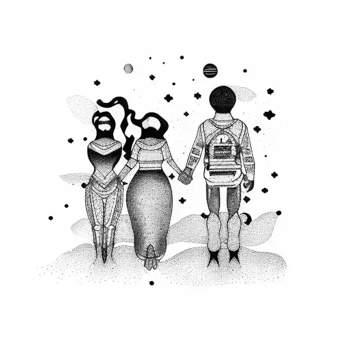 A Group Of Friends Holding Hands And Floating In Zero Gravity