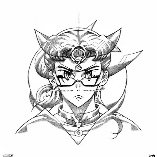 A Tattoo Of Sailor Moon And Jojo's Bizarre Adventure Characters In A Cyberpunk Setting