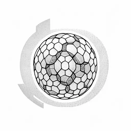 A Dotwork Tattoo Of A Soccer Ball Surrounded By Flowers And The Words 'Lo Llamo Abu' In A Banner