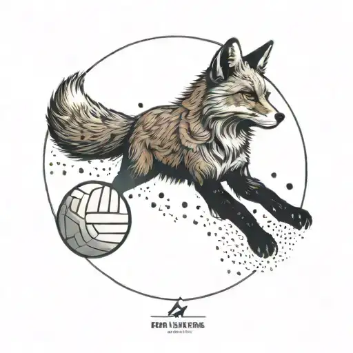 A Fox Playing Volleyball With A Celestial Background