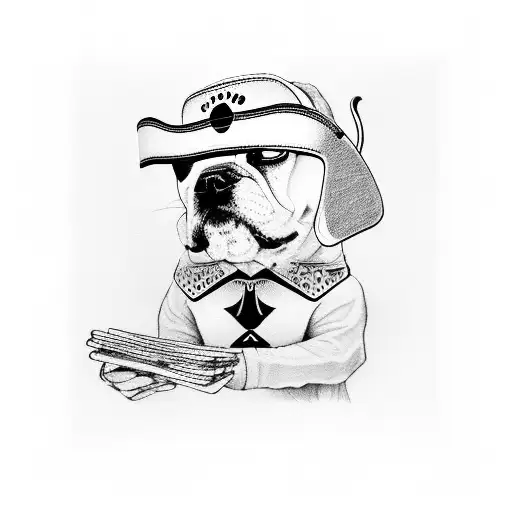 A Dog Wearing A Poker Visor And Holding A Deck Of Cards