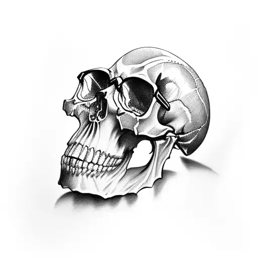 Skull With Glasses Drinking Vodk