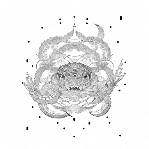 Moon Snake Peony Geometry