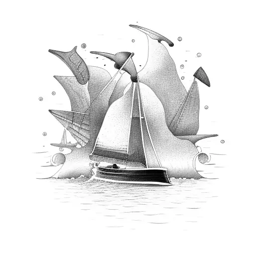 Small Boat With No Sail Sitting In The Ocean