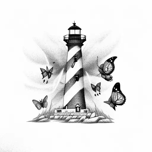 Lighthouse With Butterfly