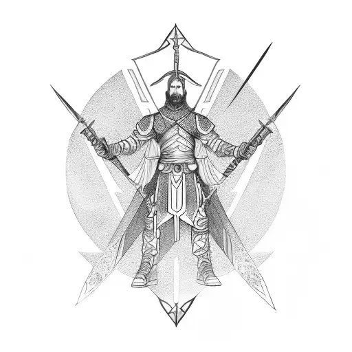 Lighting With 3 Swords In Background