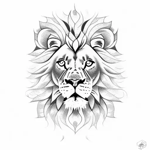 Half Lion Face With Flower On Top