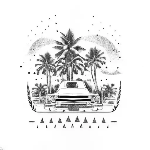 Lowrider Car And Palm Trees