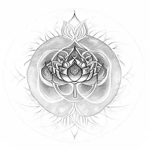 Lotus Flower With Third Eye With Tree Of Life