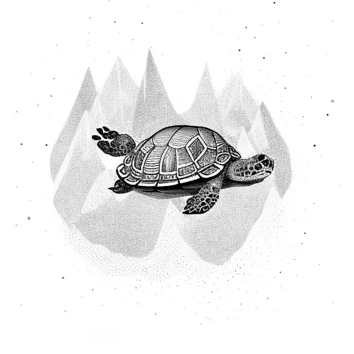 Big Turtle And Little Turtle Next To Each Other