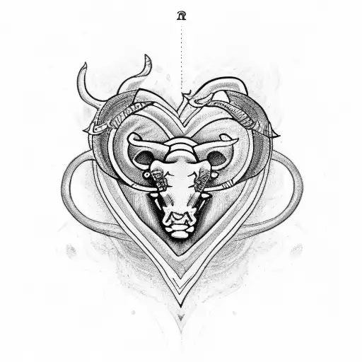 Tattoo Heart Line With Taurus Zodiac Sign