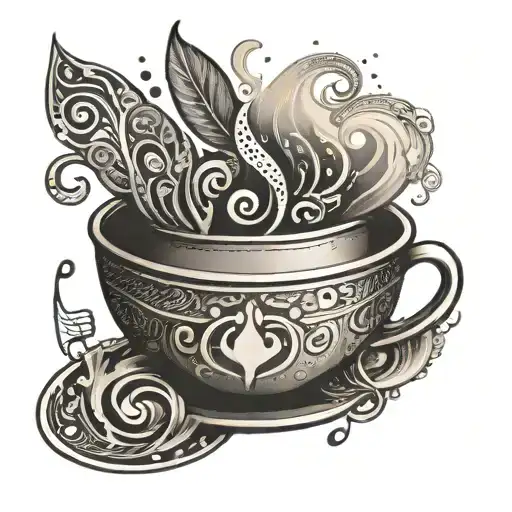 A Steaming Cup Of Coffee With A Music Note Steam Pattern