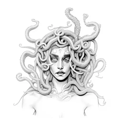 Medusa Modernized As A Pretty Woman With Witchy Elements