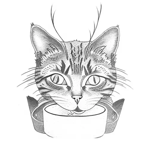 Cat And A Ramen Bowl