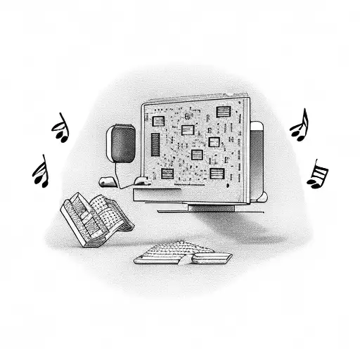 A Computer Keyboard With Music Notes Coming Out Of The Keys