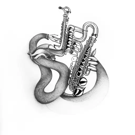 Forearm Tattoo Black And White Minimalist Coltrane Playing Saxophone