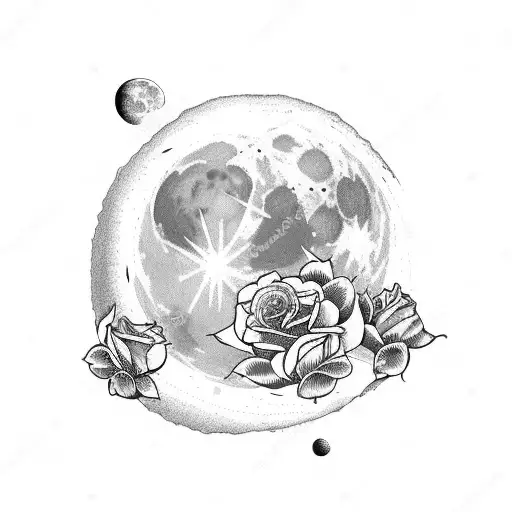 Moon With Roses In The Craters