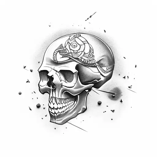 Skull Withmilitary Fatigue Andlion On Downed Plane