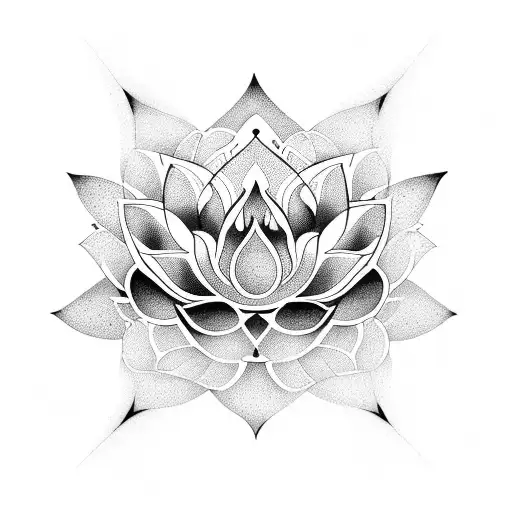 Lotus Flower With Tribal Symbols