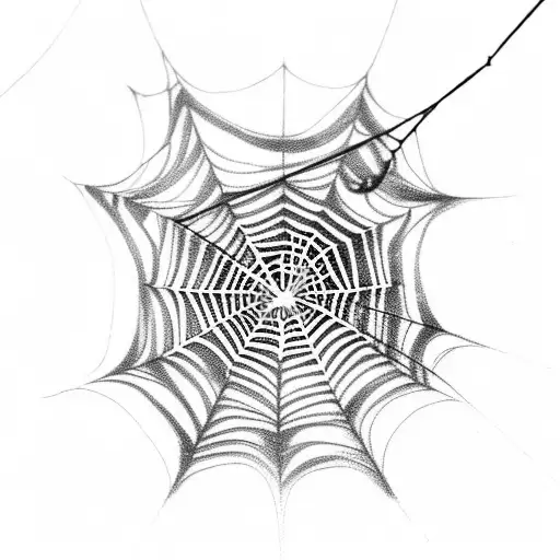 Spider Web With Hanging Spider On Thread