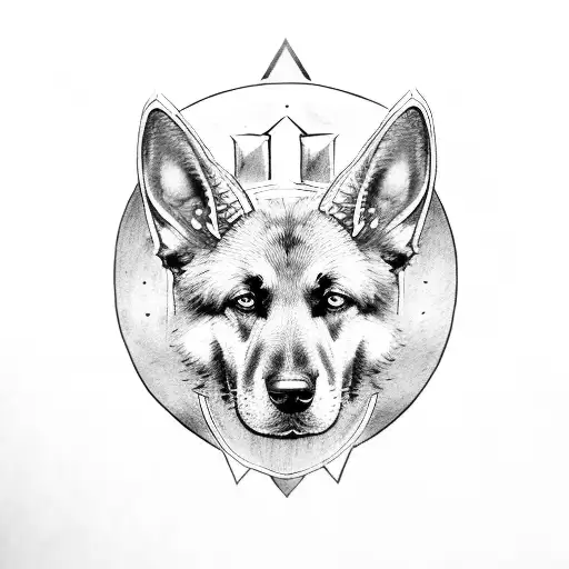 German Shephard Dog Holding Thor's Hammer