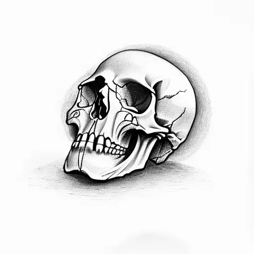 Skull With Crossing Wrench And Piston